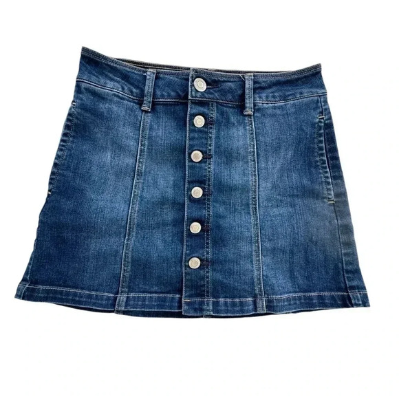 American Eagle button down front Jean denim mini skirt women’s size 2 stretchy - Picture 1 of 9